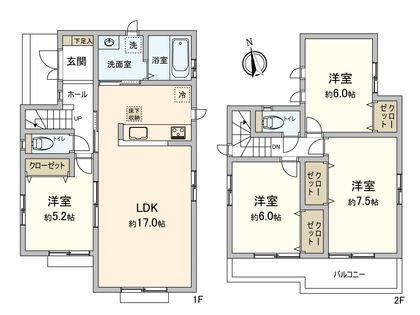 本郷1丁目 新築戸建 H号棟 間取図(平面図)