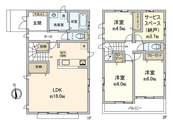 本郷1丁目 新築戸建 N号棟 間取図(平面図) 本郷1丁目 新築戸建 N号棟 間取図(平面図)