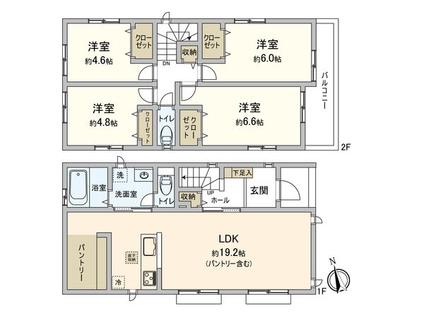 二ツ橋町 新築戸建 B号棟 間取図(平面図) 二ツ橋町 新築戸建 B号棟 間取図(平面図)