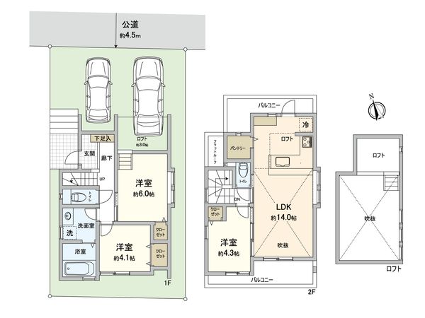 中沢3丁目 新築戸建 間取図(平面図) 間取図(平面図)