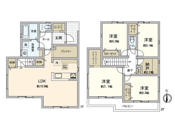 白根6丁目 新築戸建 2号棟 間取図(平面図)