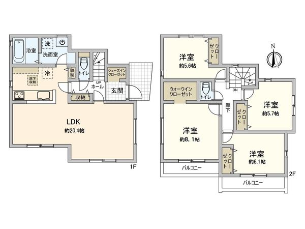 白根6丁目 新築戸建 1号棟 間取図(平面図)