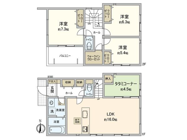 保土ヶ谷区岩井町 新築戸建 1号棟 間取図(平面図) 保土ヶ谷区岩井町 新築戸建 1号棟 間取図(平面図)