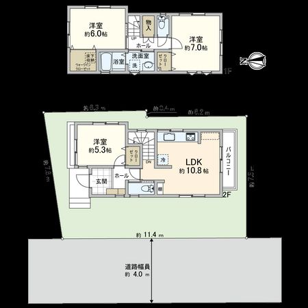 阿久和西2丁目 戸建 間取り含む地形図