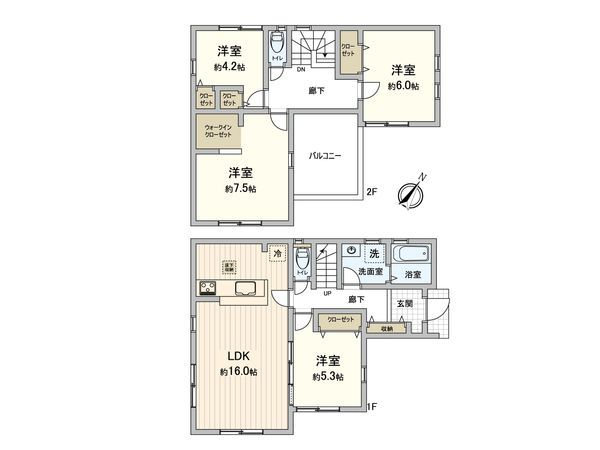 北新 新築戸建 1号棟 間取図(平面図)