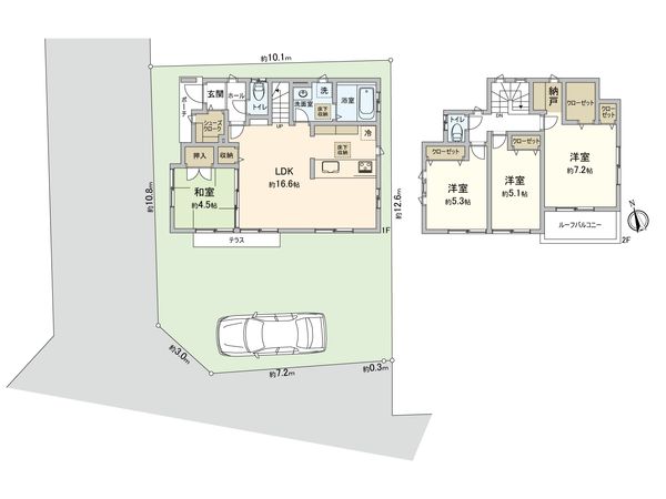 宮沢2丁目 新築戸建 1号棟 間取図(平面図) 宮沢2丁目 新築戸建 1号棟 間取図(平面図)