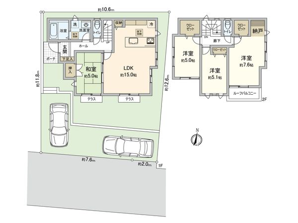 本郷1丁目 新築戸建 1号棟 間取図(平面図) 本郷1丁目 新築戸建 1号棟 間取図(平面図)