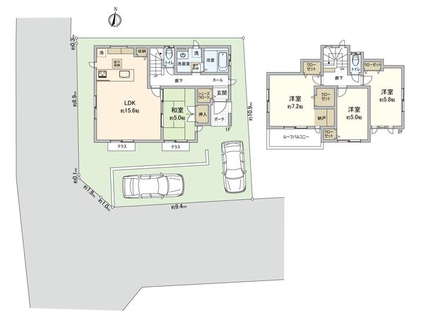 本郷1丁目 新築戸建 15号棟 間取図(平面図) 本郷1丁目 新築戸建 15号棟 間取図(平面図)