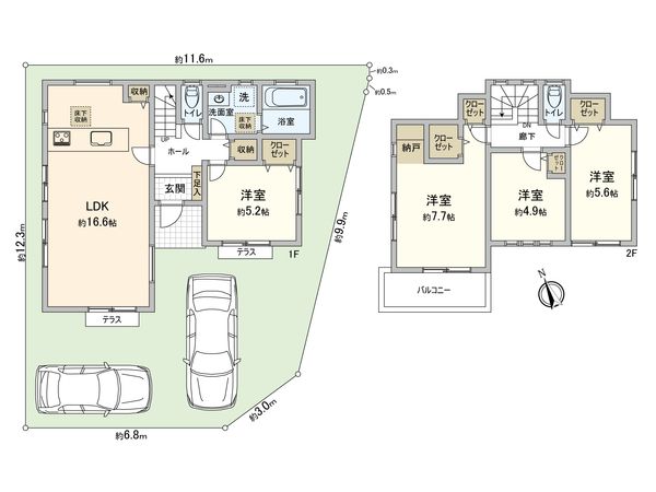 宮沢2丁目 新築戸建 1号棟 間取図(平面図) 宮沢2丁目 新築戸建 1号棟 間取図(平面図)