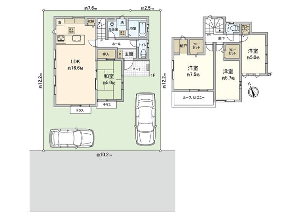 宮沢2丁目 新築戸建 3号棟 間取図(平面図) 宮沢2丁目 新築戸建 3号棟 間取図(平面図)