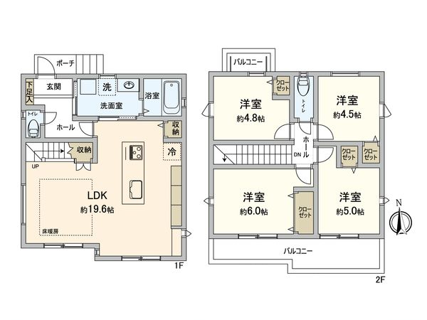 上白根2丁目 新築戸建 間取図(平面図) 上白根2丁目 新築戸建 間取図(平面図)