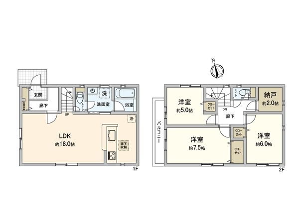 善部町 新築戸建 1号棟 間取図(平面図)