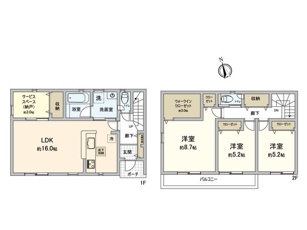 善部町 新築戸建 2号棟 間取図(平面図)