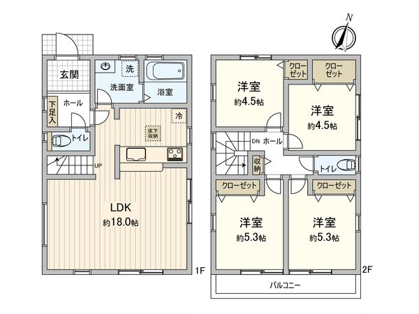 相沢4丁目 新築戸建 2号棟 間取図(平面図)
