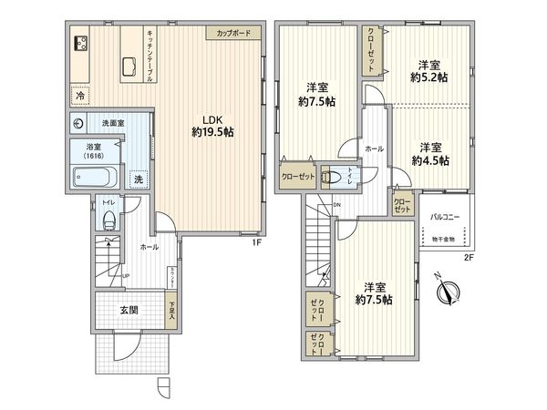 今井町 新築戸建 1号棟 間取図(平面図) 今井町 新築戸建 1号棟 間取図(平面図)