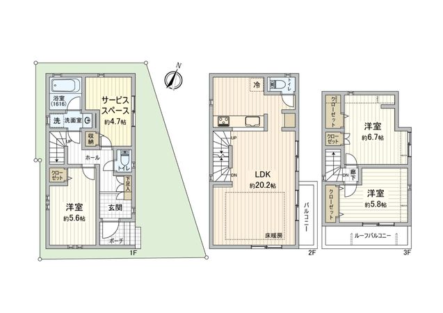 神奈川区亀住町 戸建 間取図(平面図)