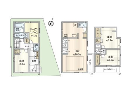 神奈川区亀住町 戸建 間取図(平面図)