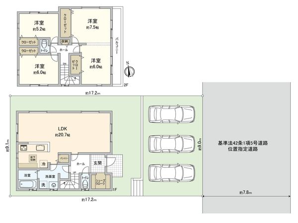 旭区笹野台1丁目 新築戸建 間取図(平面図)