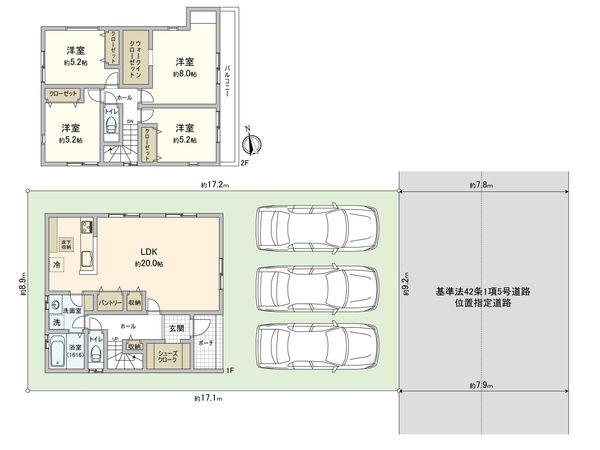 旭区笹野台1丁目 新築戸建 間取図(平面図)