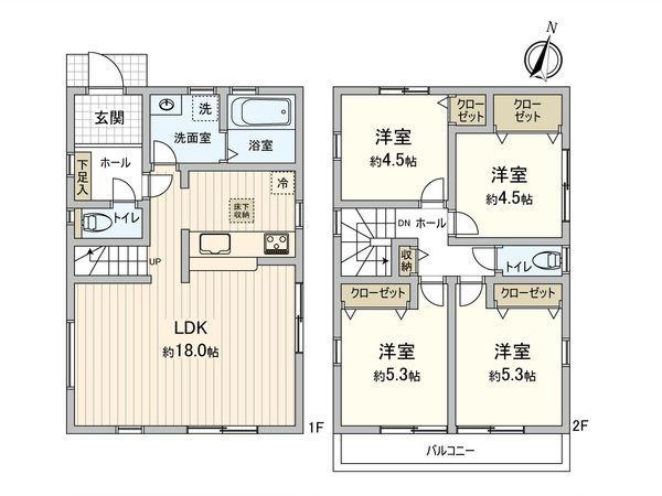 相沢4丁目 新築戸建 2号棟 間取図(平面図) 相沢4丁目 新築戸建 2号棟 間取図(平面図)