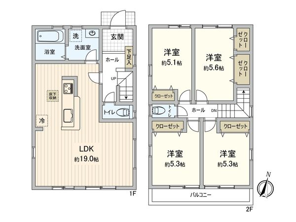 相沢4丁目 新築戸建 3号棟 間取図(平面図) 相沢4丁目 新築戸建 3号棟 間取図(平面図)