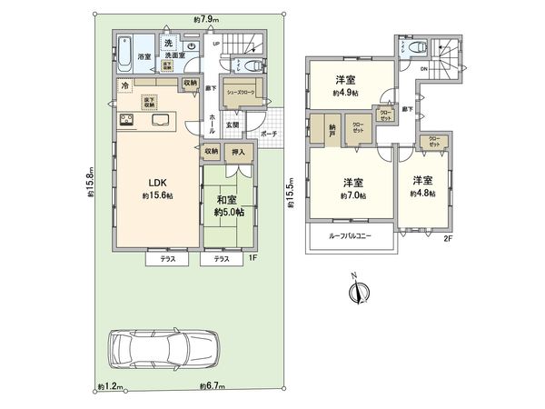 宮沢2丁目 新築戸建 間取図(平面図) 宮沢2丁目 新築戸建 間取図(平面図)