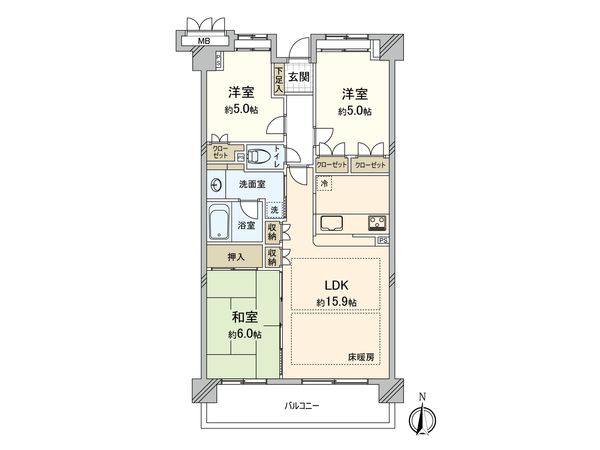 プランヴェール横浜三ツ境 間取図(平面図)
