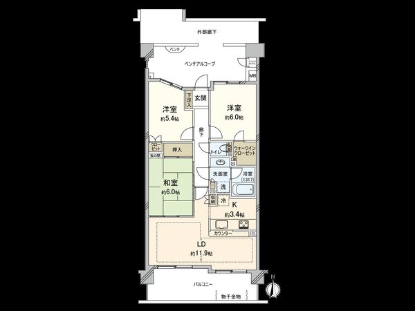 みやこガーデンリリフローラ館 間取図(平面図)