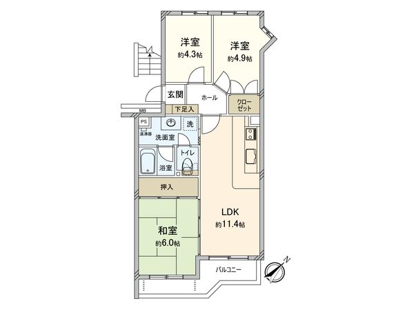サニーハウス西谷 間取図(平面図) サニーハウス西谷 間取図(平面図)