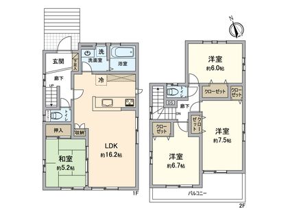 港南区港南台6丁目土地 1号地 建物プラン例 (間取り図)