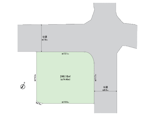 亀井町 公園隣接開発分譲地内角地の整形邸宅地 地形図