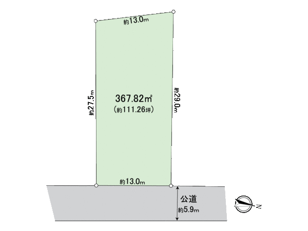 洋光台4丁目 前面道路5.9m開発分譲地内111坪の大邸宅地 地形図