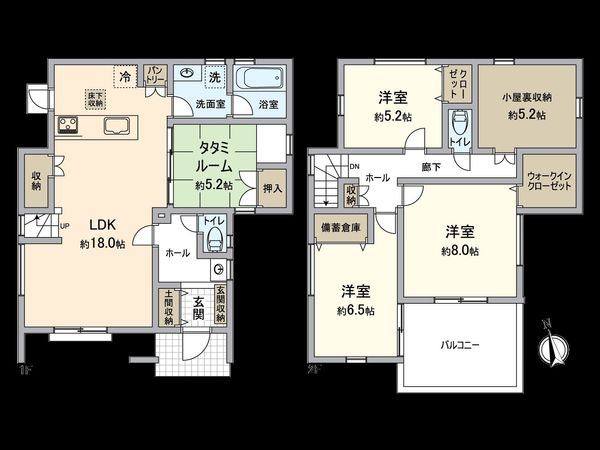 栄区鍛冶ケ谷1丁目 新築戸建 5号棟 間取図(平面図)