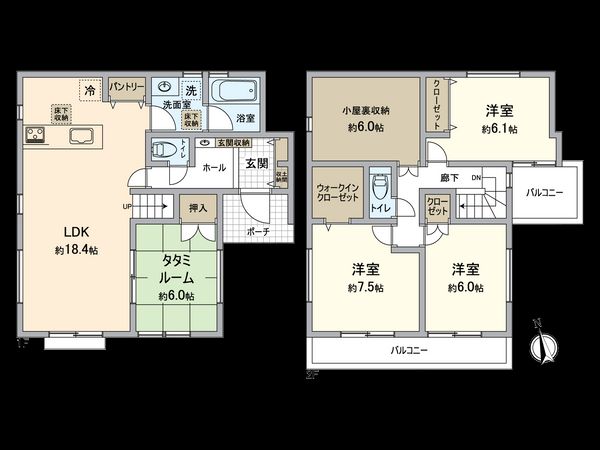 栄区鍛冶ケ谷1丁目 新築戸建 6号棟 間取図(平面図)