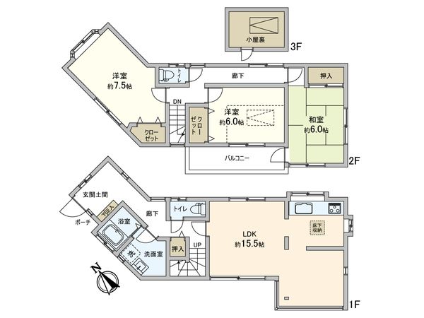 磯子区磯子7丁目 戸建 間取図(平面図) 磯子区磯子7丁目 戸建 間取図(平面図)