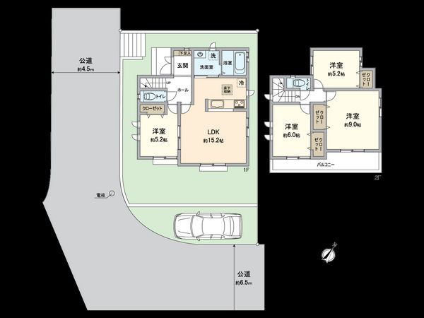 磯子区栗木3丁目 新築戸建 1号棟 間取図(平面図)