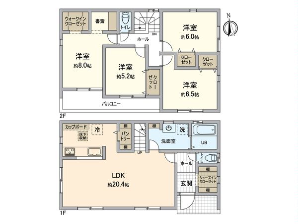 栄区小山台2丁目 新築戸建 1号棟 間取図(平面図) 栄区小山台2丁目 新築戸建 1号棟 間取図(平面図)