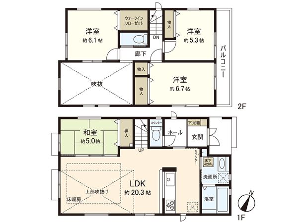 磯子区洋光台6丁目 新築戸建 1号棟 間取図(平面図) 磯子区洋光台6丁目 新築戸建 1号棟 間取図(平面図)