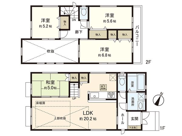 磯子区洋光台6丁目 新築戸建 2号棟 間取図(平面図) 磯子区洋光台6丁目 新築戸建 2号棟 間取図(平面図)