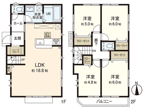 栄区上郷町 新築戸建 5号棟 間取図(平面図) 栄区上郷町 新築戸建 5号棟 間取図(平面図)