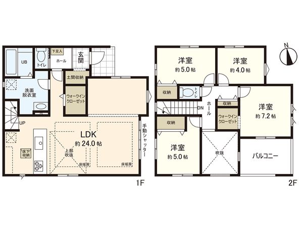 港南区日野中央2丁目 新築戸建 2号棟 間取図(平面図) 間取図(平面図)