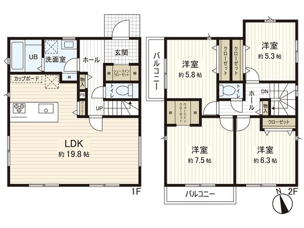 栄区小山台2丁目 新築戸建 間取図(平面図) 栄区小山台2丁目 新築戸建 間取図(平面図)