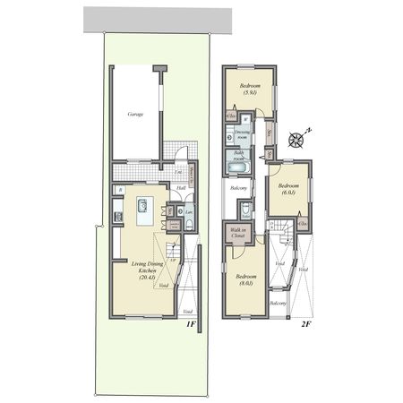 洋光台2丁目新築戸建 2号棟 間取図(平面図) 洋光台2丁目新築戸建 2号棟 間取図(平面図)