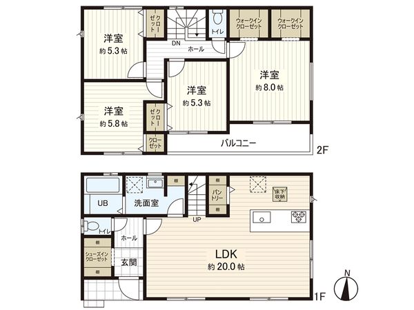 栄区野七里1丁目 新築戸建 間取図(平面図) 栄区野七里1丁目 新築戸建 間取図(平面図)