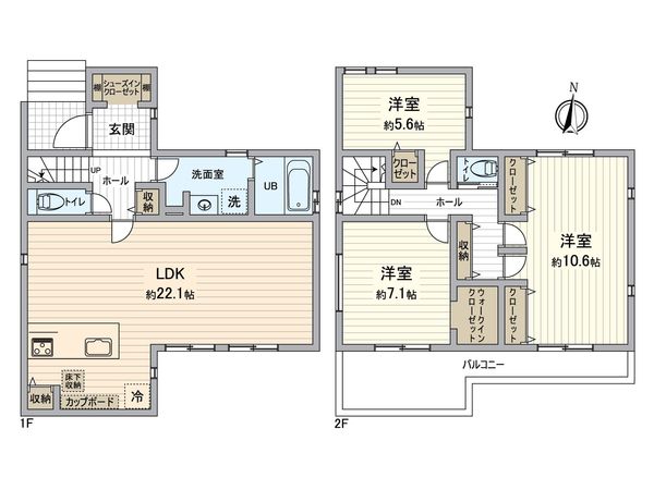 栄区上之町新築戸建 1号棟 間取図(平面図)