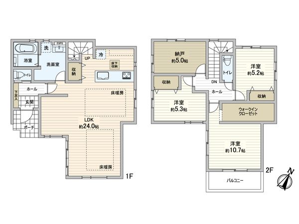 磯子区洋光台6丁目新築戸建 1号棟 間取図(平面図) 磯子区洋光台6丁目新築戸建 1号棟 間取図(平面図)