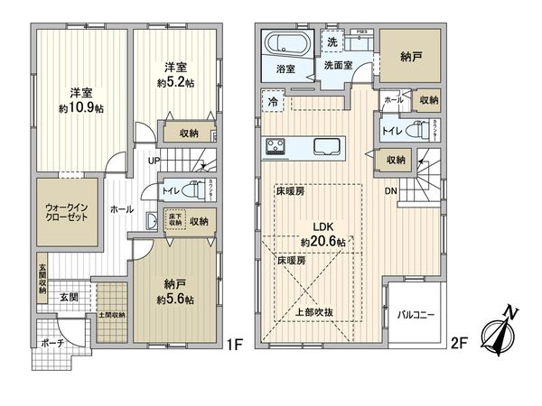 磯子区洋光台6丁目新築戸建 2号棟 間取図(平面図) 磯子区洋光台6丁目新築戸建 2号棟 間取図(平面図)