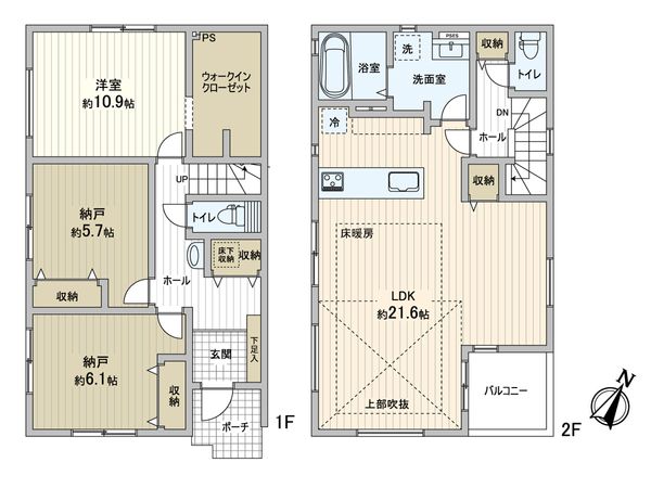 磯子区洋光台6丁目新築戸建 3号棟 間取図(平面図) 磯子区洋光台6丁目新築戸建 3号棟 間取図(平面図)