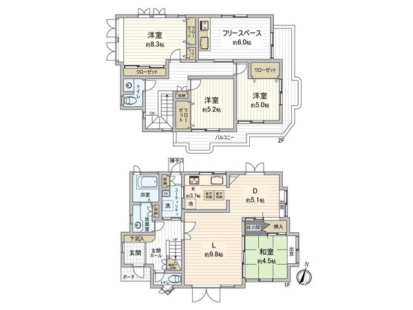 鎌倉市長谷3丁目 戸建 間取図(平面図) 鎌倉市長谷3丁目 戸建 間取図(平面図)
