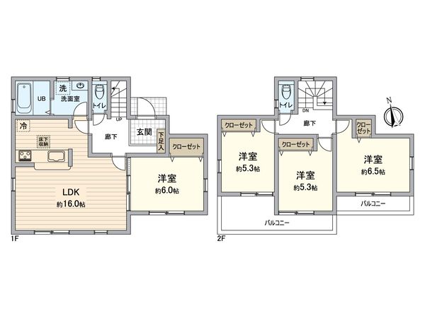 磯子区洋光台1丁目 新築戸建 1号棟 間取図(平面図) 磯子区洋光台1丁目 新築戸建 1号棟 間取図(平面図)